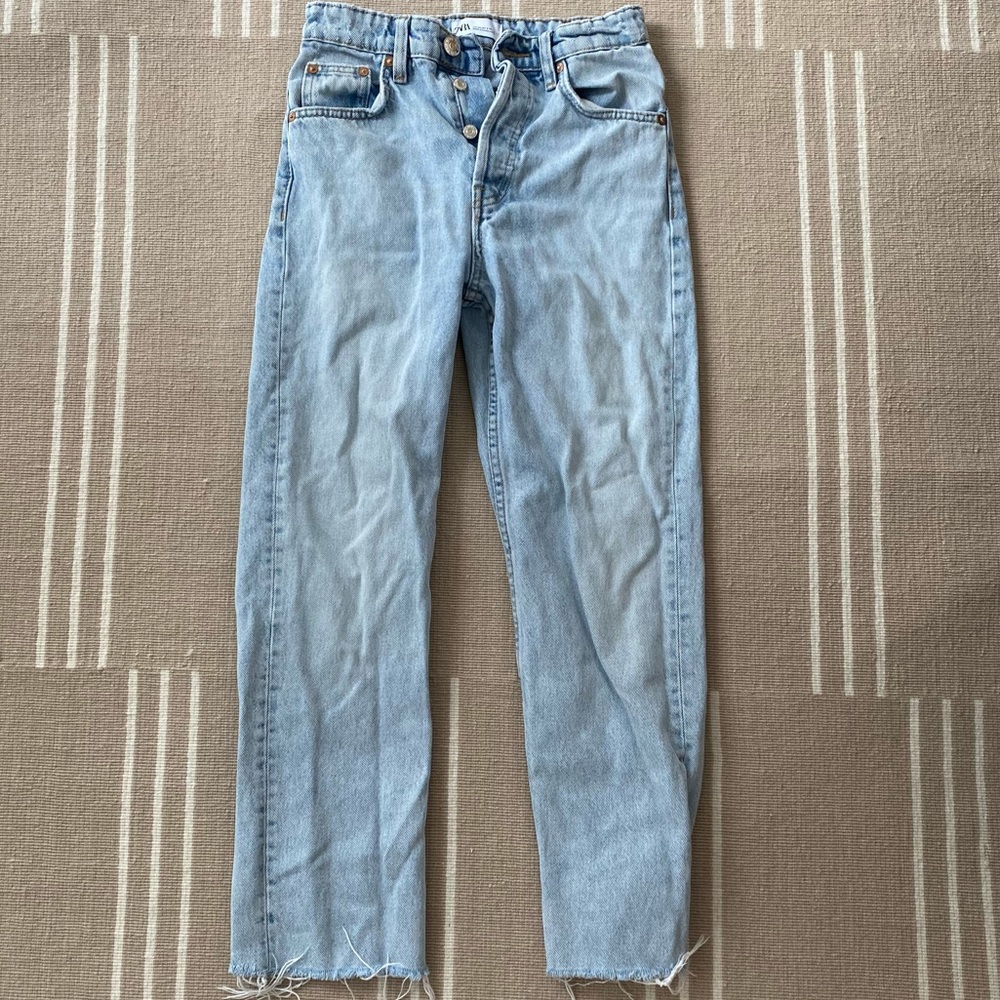 Zara High Rise Straight Leg Jeans
